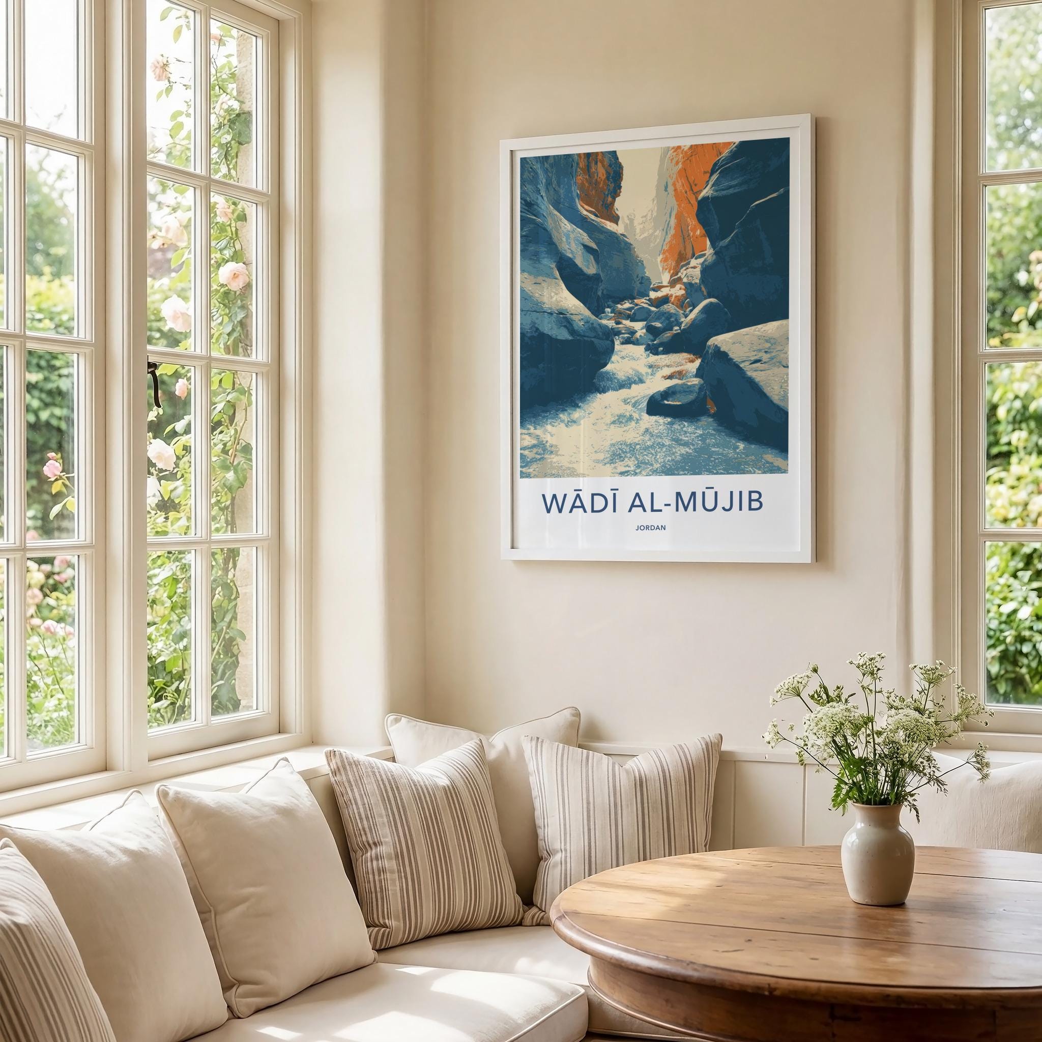 Wadi Al Mujib Poster - Jordan Travel Art - Canyon River Flow Wall Decor