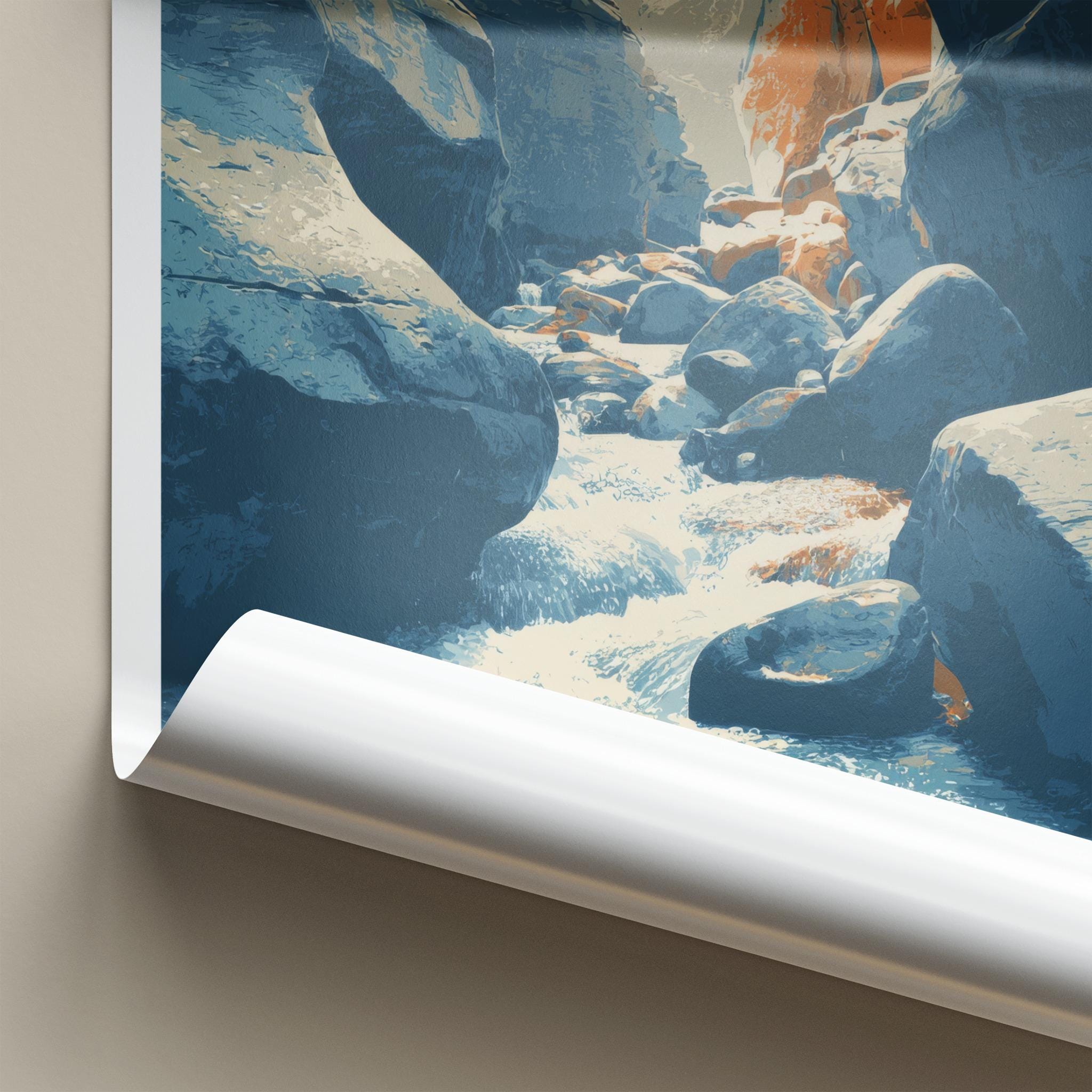 Wadi Al Mujib Poster - Jordan Travel Art - Canyon River Flow Wall Decor