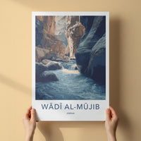 Wadi Al-Mujib Poster - Jordan Travel Art - Canyon River Rocks Home Decor
