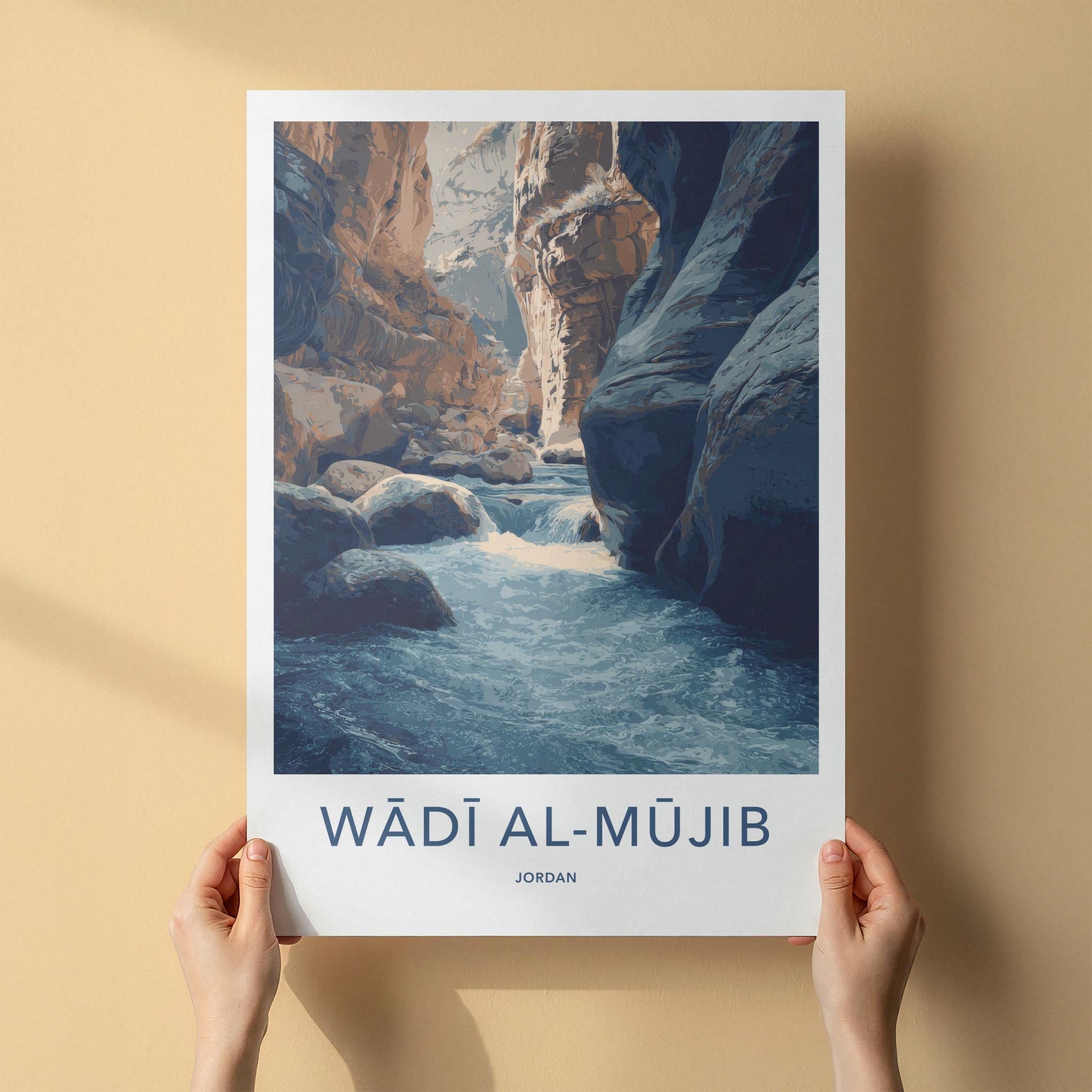 Wadi Al-Mujib Poster - Jordan Travel Art - Canyon River Rocks Home Decor