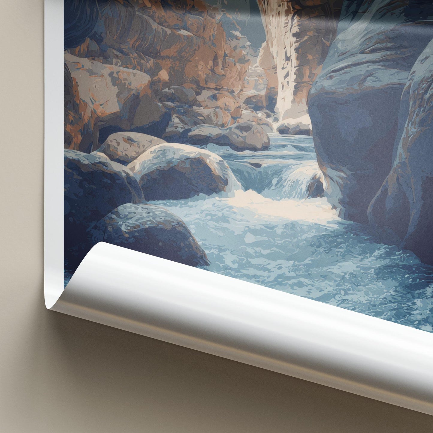 Wadi Al-Mujib Poster - Jordan Travel Art - Canyon River Rocks Home Decor