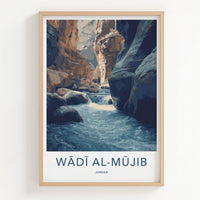Wadi Al-Mujib Poster - Jordan Travel Art - Canyon River Rocks Home Decor