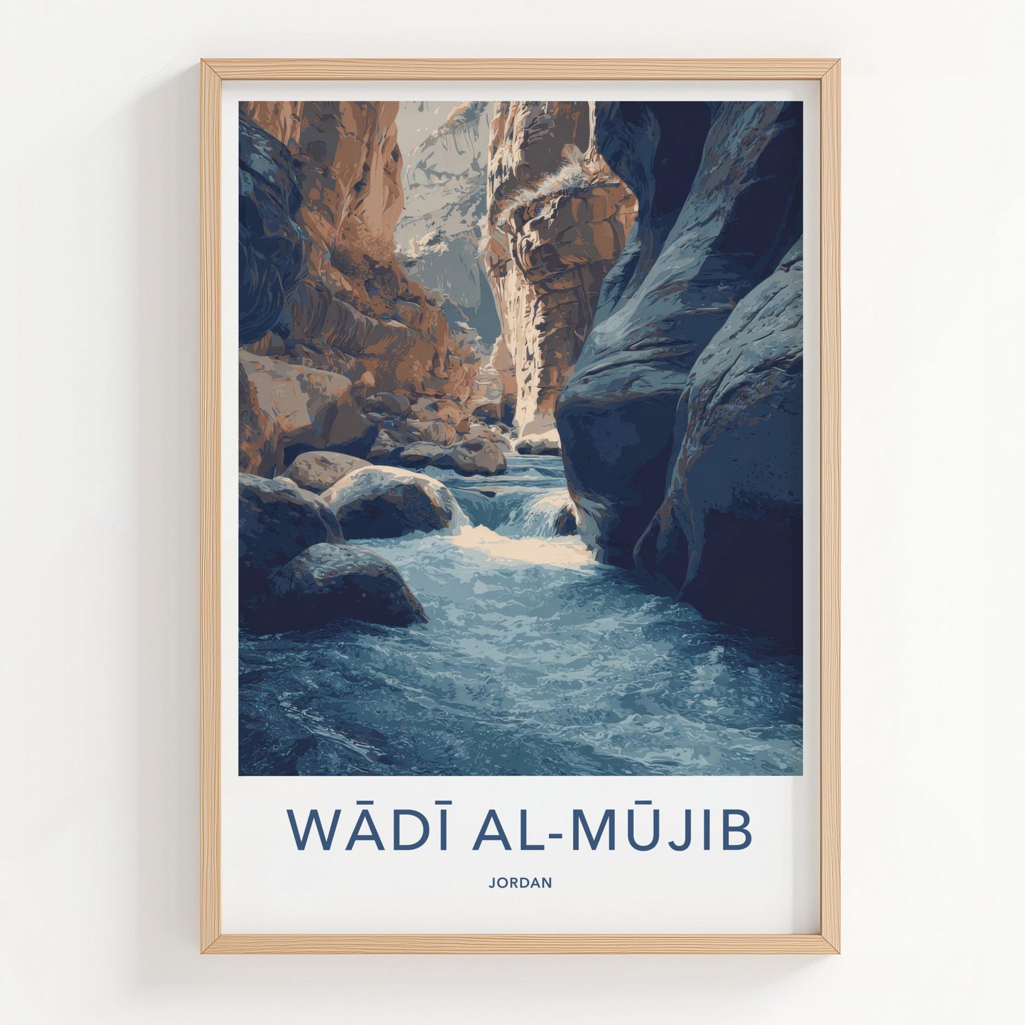 Wadi Al-Mujib Poster - Jordan Travel Art - Canyon River Rocks Home Decor