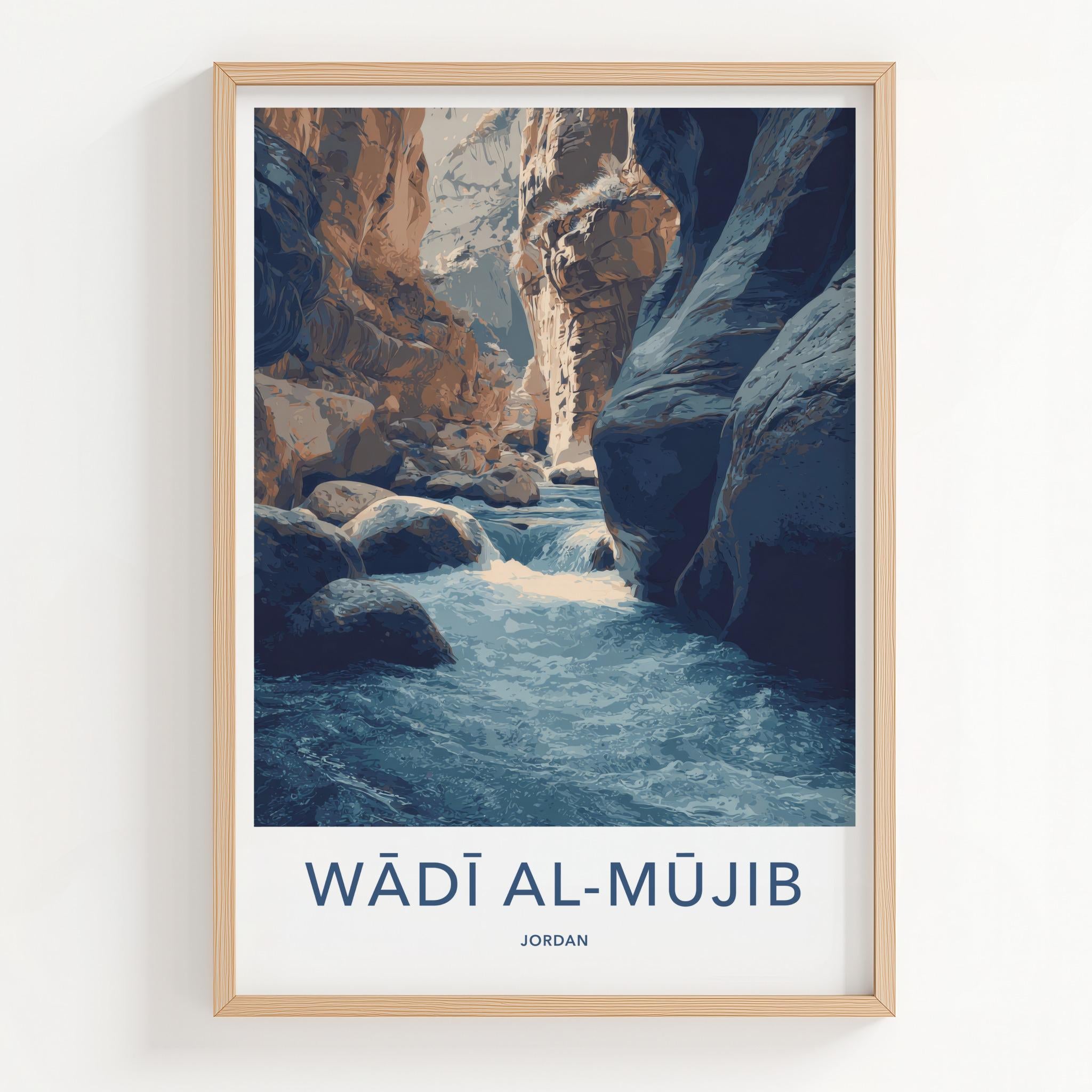 Wadi Al-Mujib Poster - Jordan Travel Art - Canyon River Rocks Home Decor