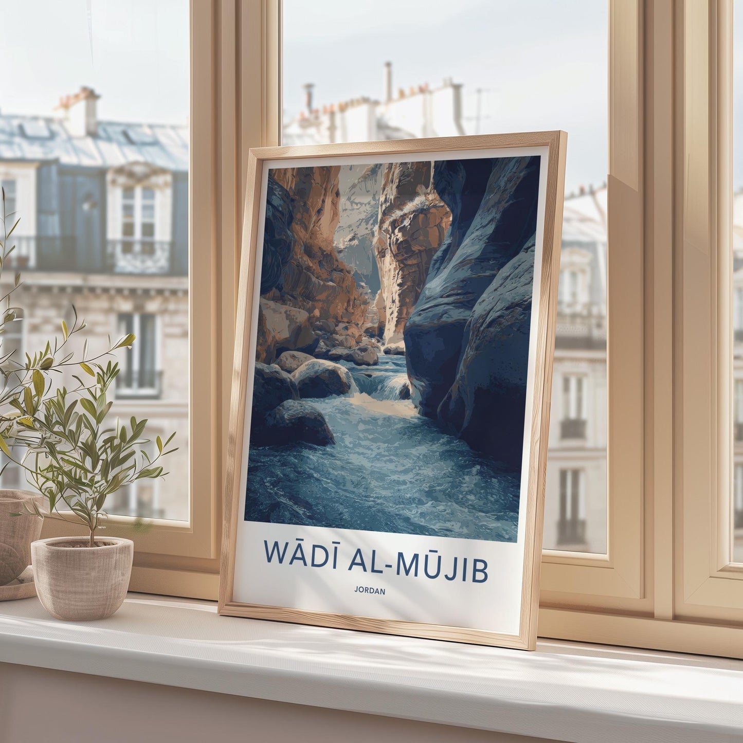 Wadi Al-Mujib Poster - Jordan Travel Art - Canyon River Rocks Home Decor
