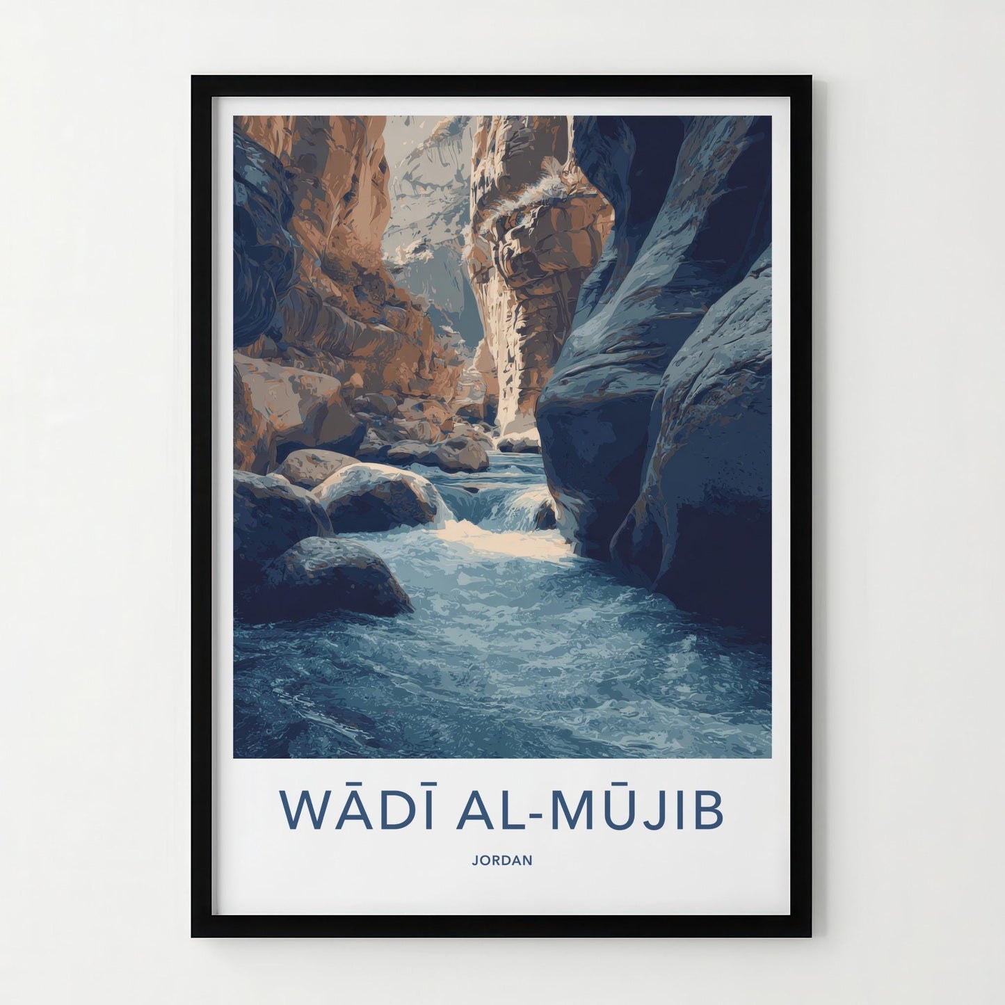 Wadi Al-Mujib Poster - Jordan Travel Art - Canyon River Rocks Home Decor