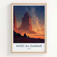 Wadi Al-Qamar Poster - Jordan Travel Art - Desert Night Stars Home Decor