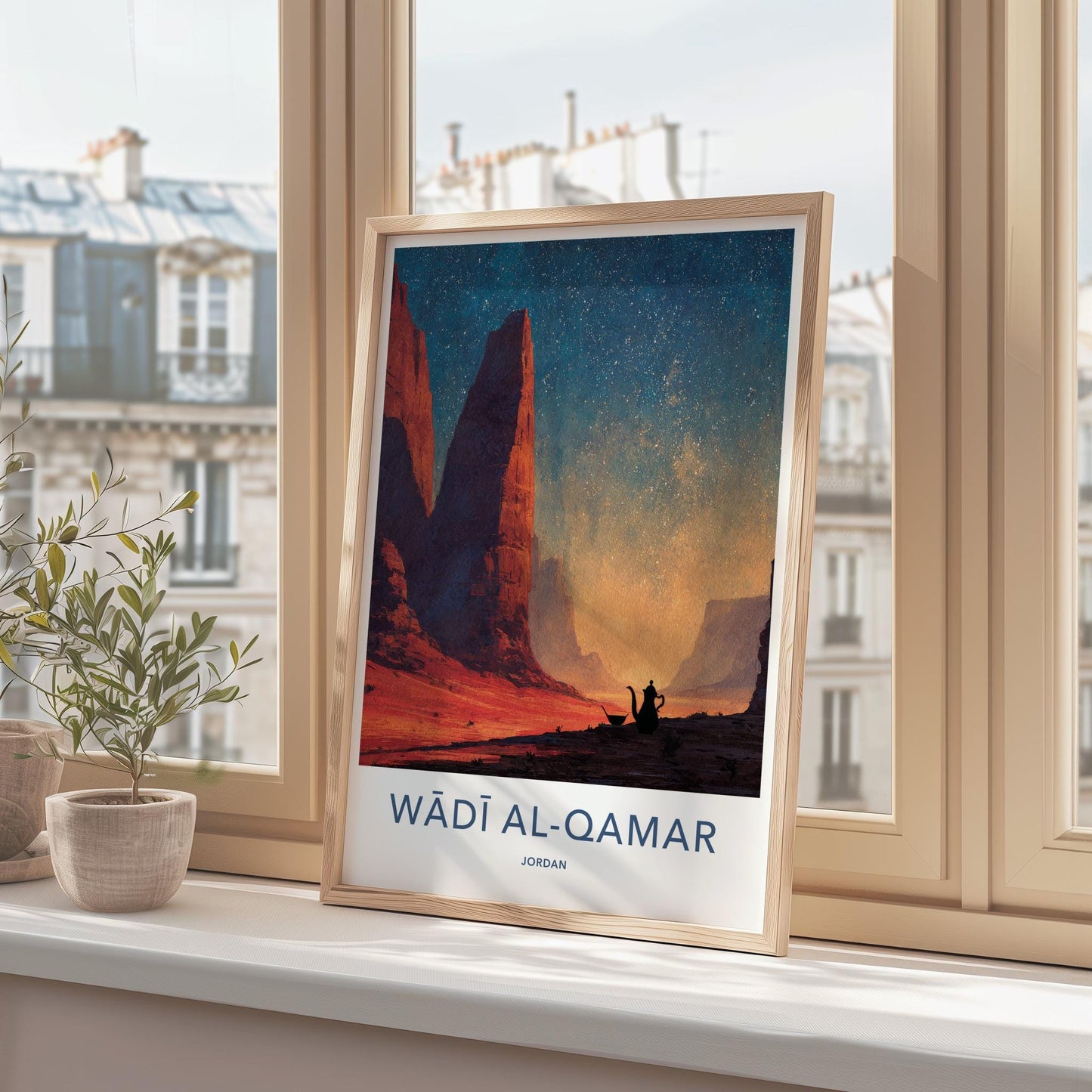 Wadi Al-Qamar Poster - Jordan Travel Art - Starry Desert Teapot Home Decor