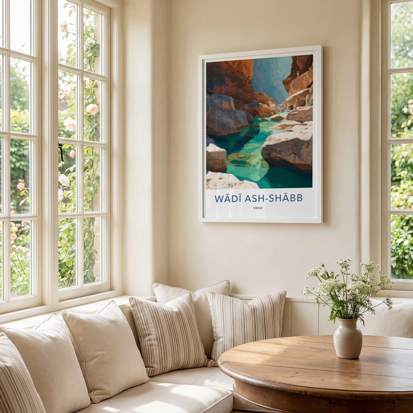 Wadi Ash-Shabb Poster - Oman Travel Art - Turquoise Canyon Stream Home Decor
