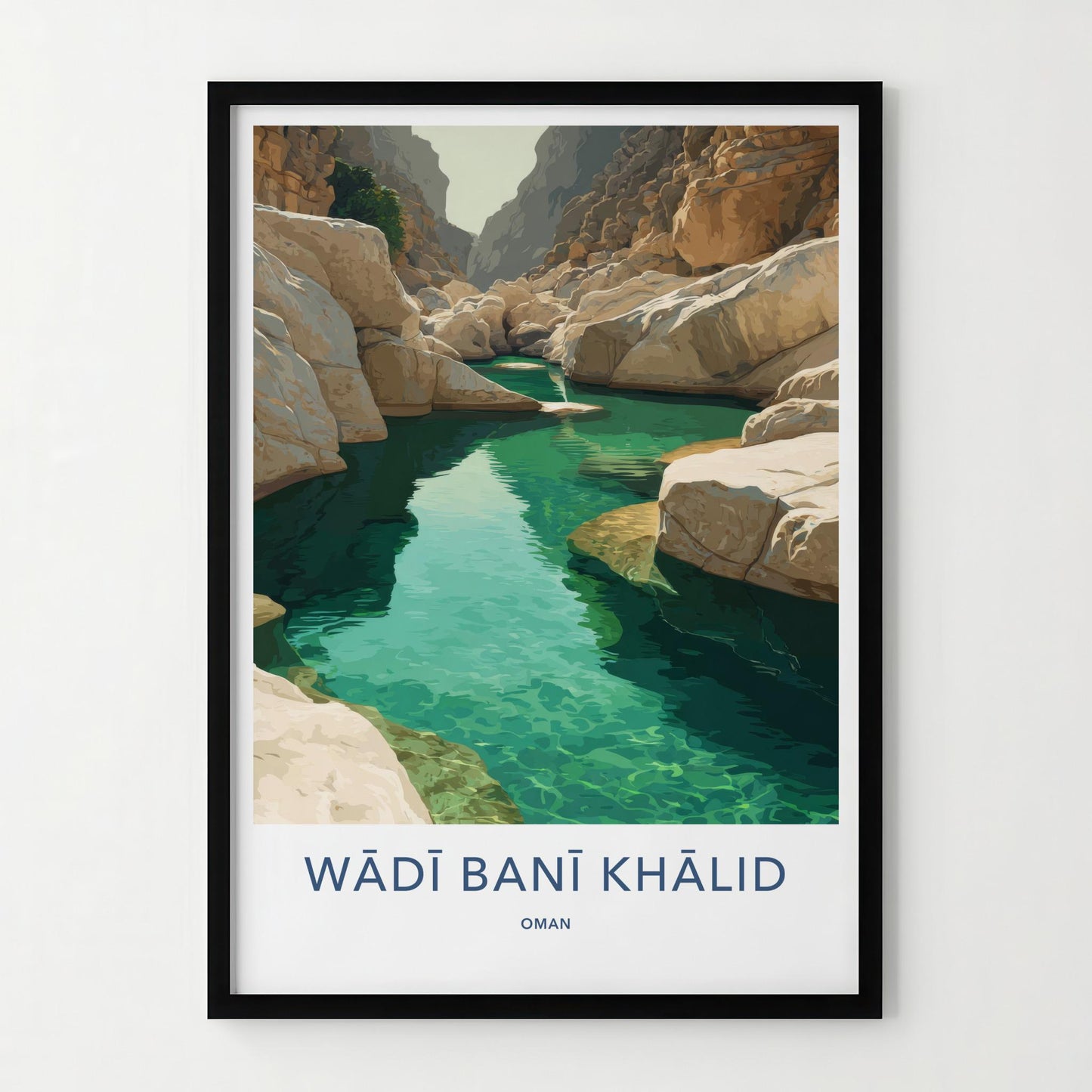 Wadi Bani Khalid Poster - Oman Travel Art - Canyon Green Water Home Decor