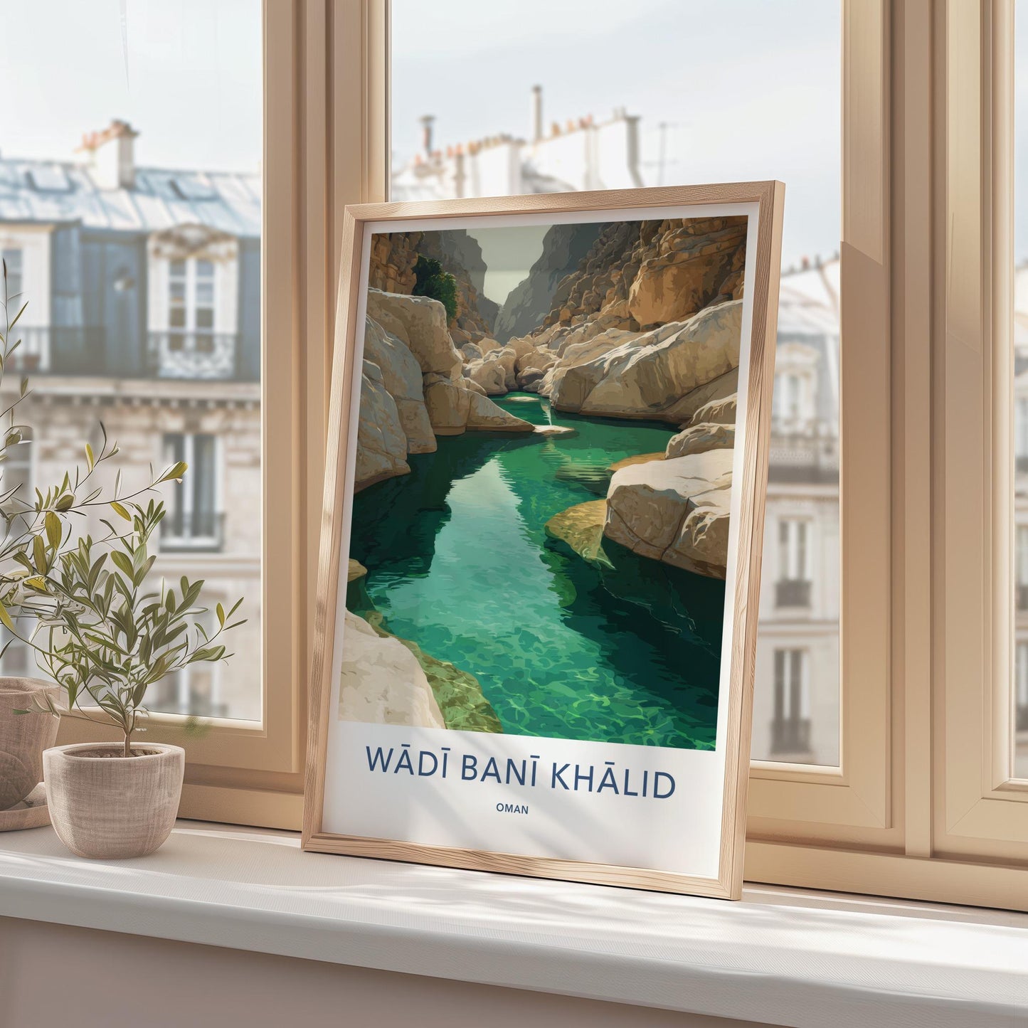 Wadi Bani Khalid Poster - Oman Travel Art - Canyon Green Water Home Decor
