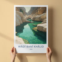 Wadi Bani Khalid Poster - Oman Travel Art - Canyon Green Water Home Decor