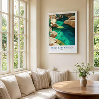 Wadi Bani Khalid Poster - Oman Travel Art - Turquoise Water Canyon Home Decor