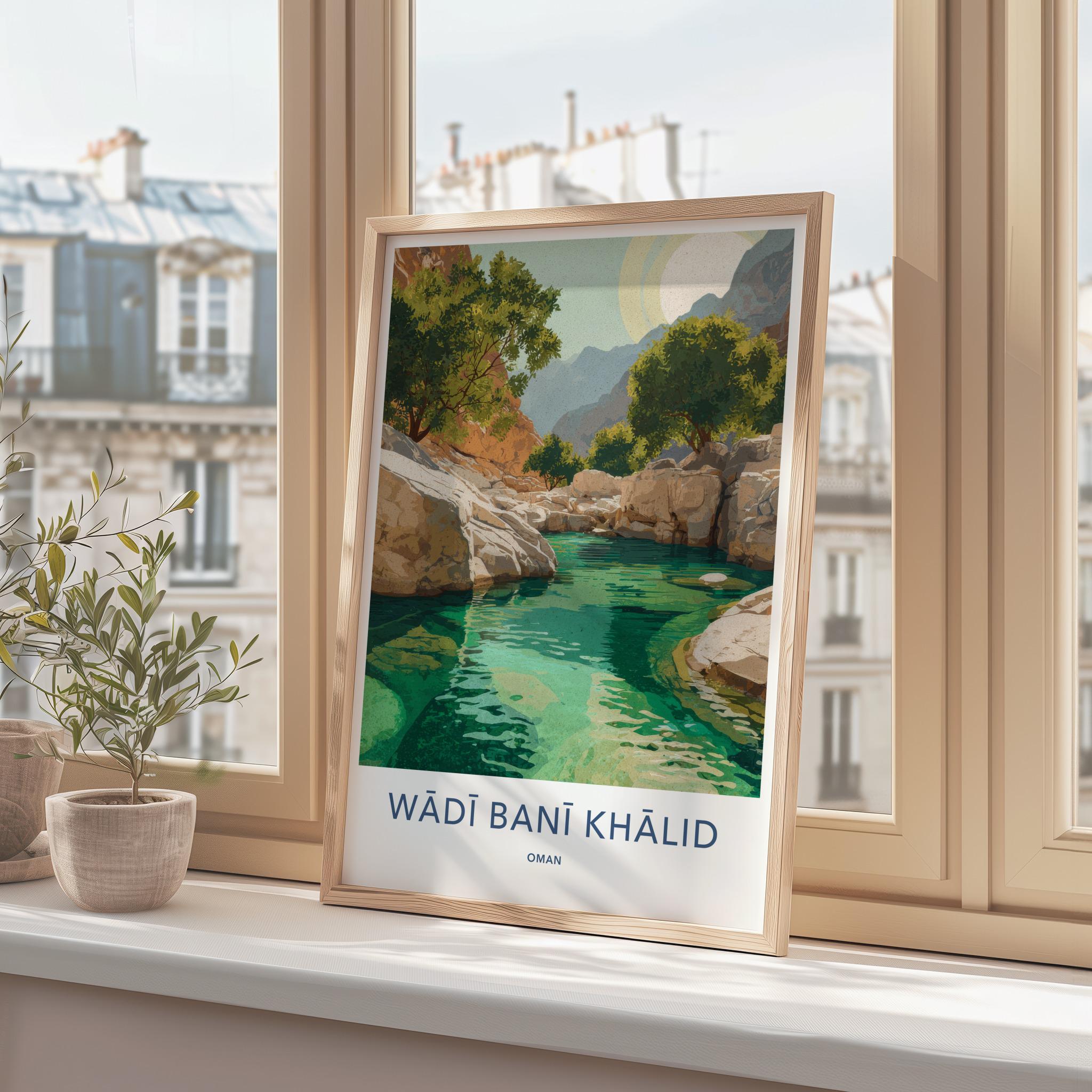 Wadi Bani Khalid Poster - Oman Travel Art - Turquoise Water Oasis Home Decor