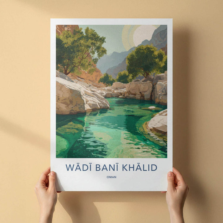Wadi Bani Khalid Poster - Oman Travel Art - Turquoise Water Oasis Home Decor