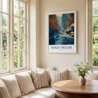 Wadi Mujib Poster - Jordan Travel Art - Deep Gorge River Home Decor