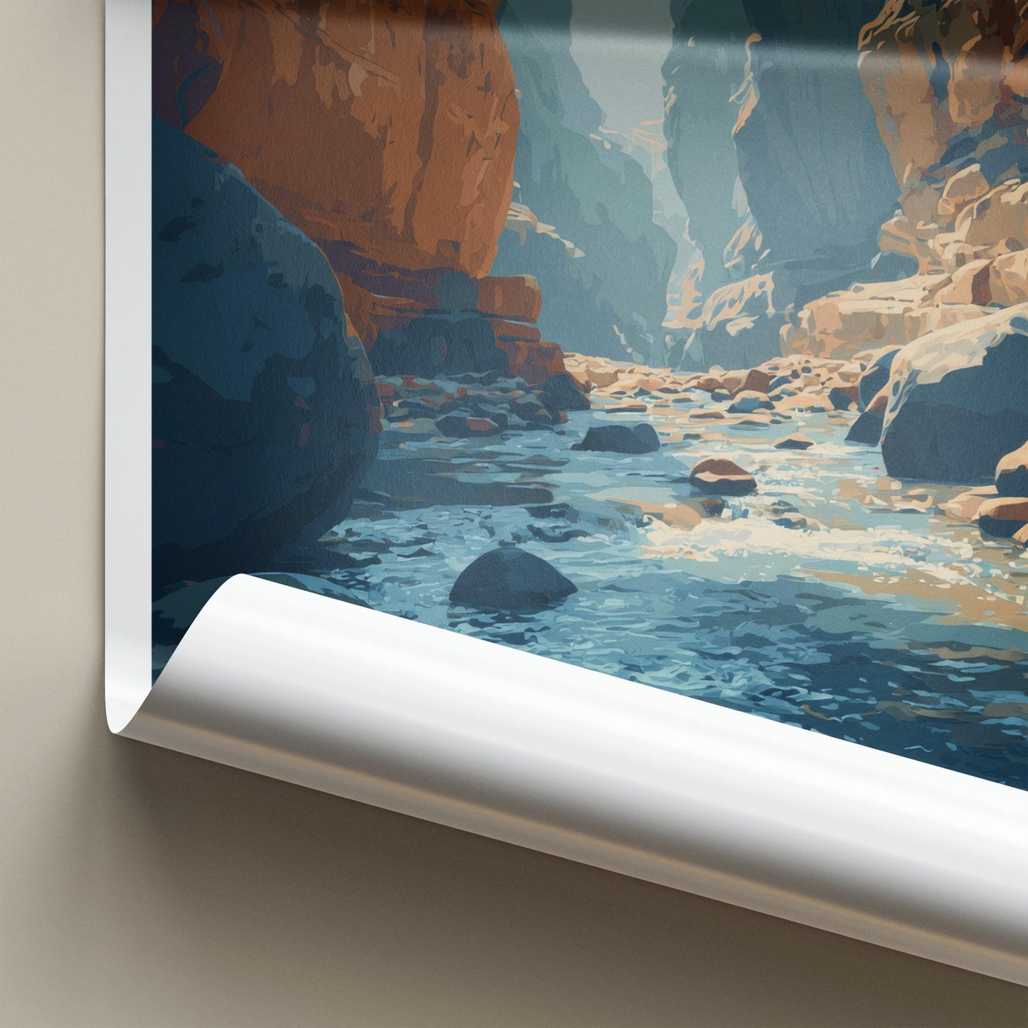 Wadi Mujib Poster - Jordan Travel Art - Deep Gorge River Home Decor