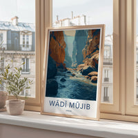 Wadi Mujib Poster - Jordan Travel Art - Deep Gorge River Home Decor