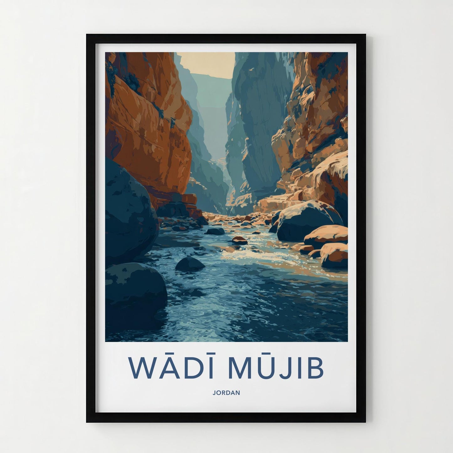 Wadi Mujib Poster - Jordan Travel Art - Deep Gorge River Home Decor