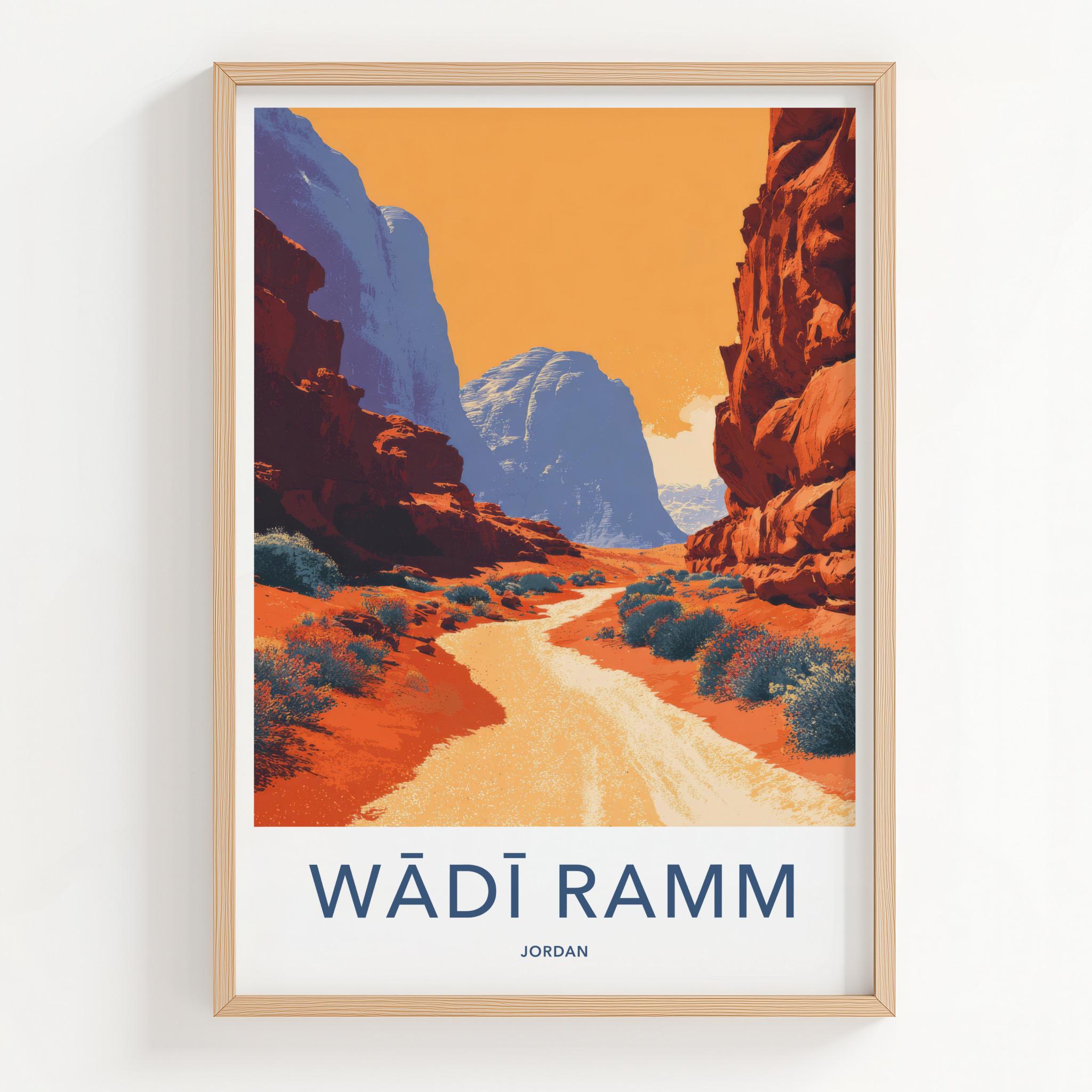 Wadi Ramm Poster - Jordan Travel Art - Desert Valley Path Wall Decor