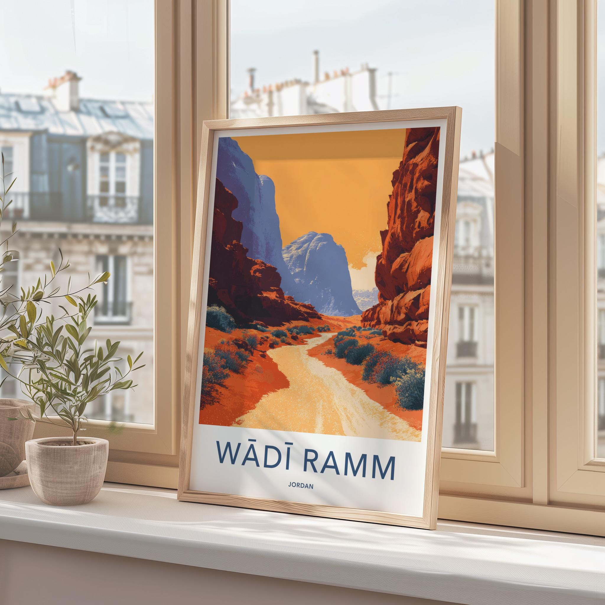 Wadi Ramm Poster - Jordan Travel Art - Desert Valley Path Wall Decor