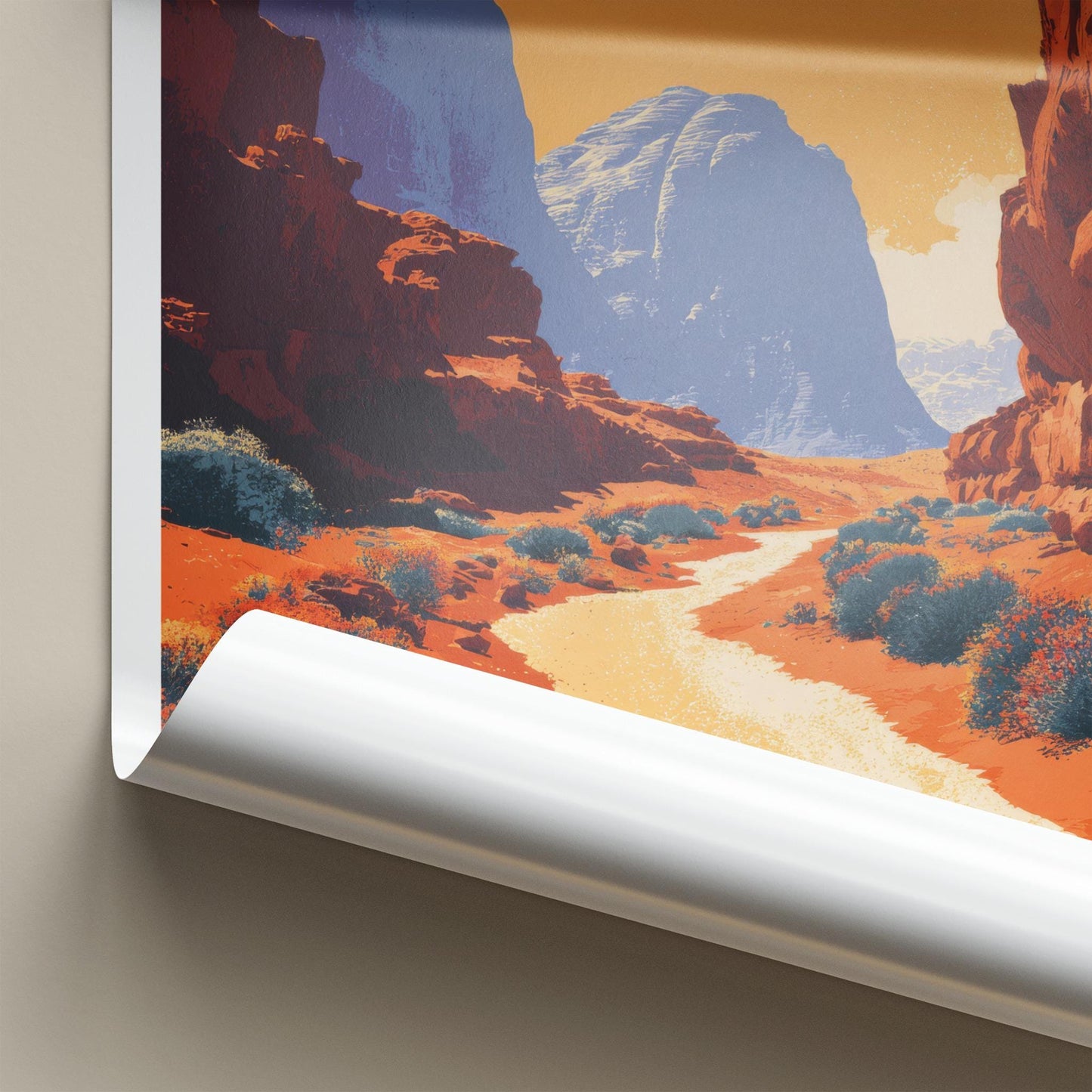 Wadi Ramm Poster - Jordan Travel Art - Desert Valley Path Wall Decor