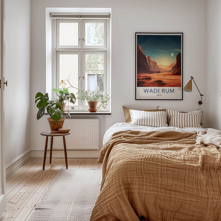 Wadi Rum Poster - Jordan Travel Art - Alien Lunar Desert Home Decor