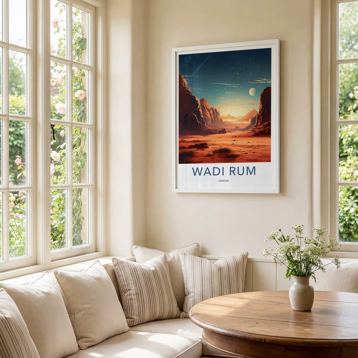 Wadi Rum Poster - Jordan Travel Art - Alien Lunar Desert Home Decor