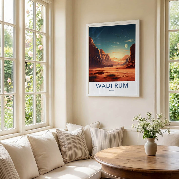 Wadi Rum Poster - Jordan Travel Art - Alien Lunar Desert Home Decor