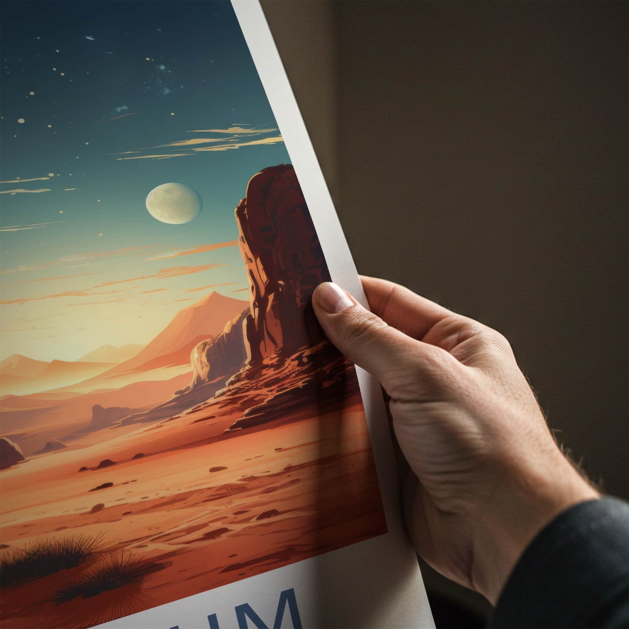 Wadi Rum Poster - Jordan Travel Art - Alien Lunar Desert Home Decor