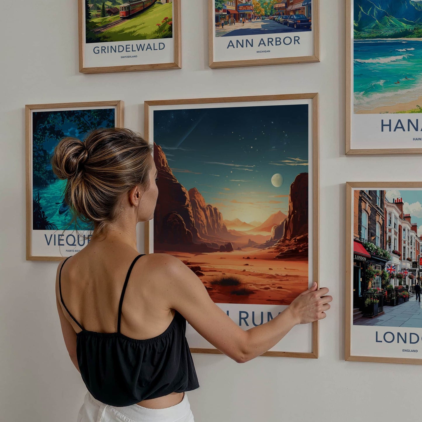 Wadi Rum Poster - Jordan Travel Art - Alien Lunar Desert Home Decor