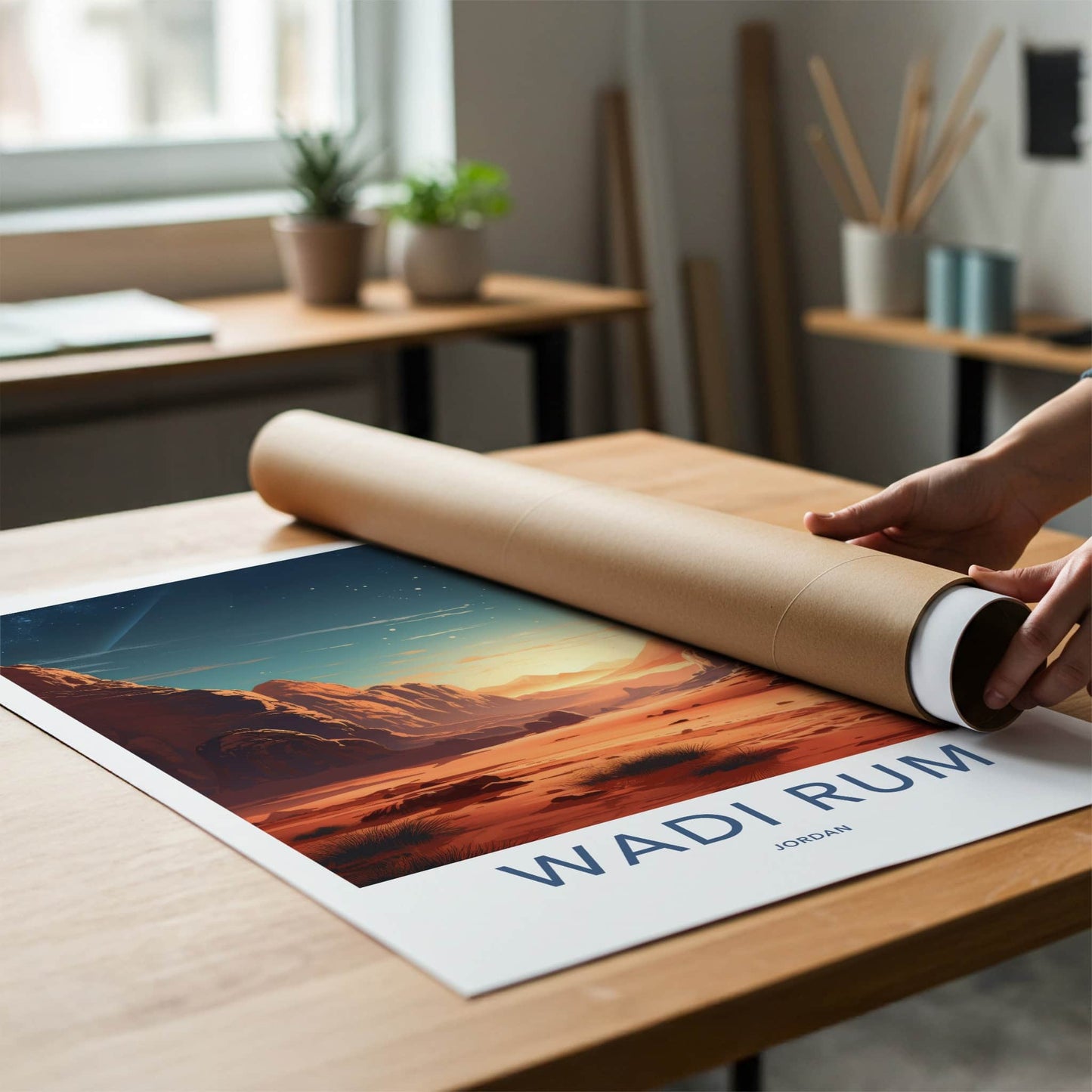 Wadi Rum Poster - Jordan Travel Art - Alien Lunar Desert Home Decor