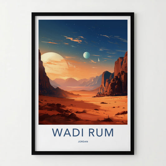 Wadi Rum Poster - Jordan Travel Art - Desert Sunset Home Decor