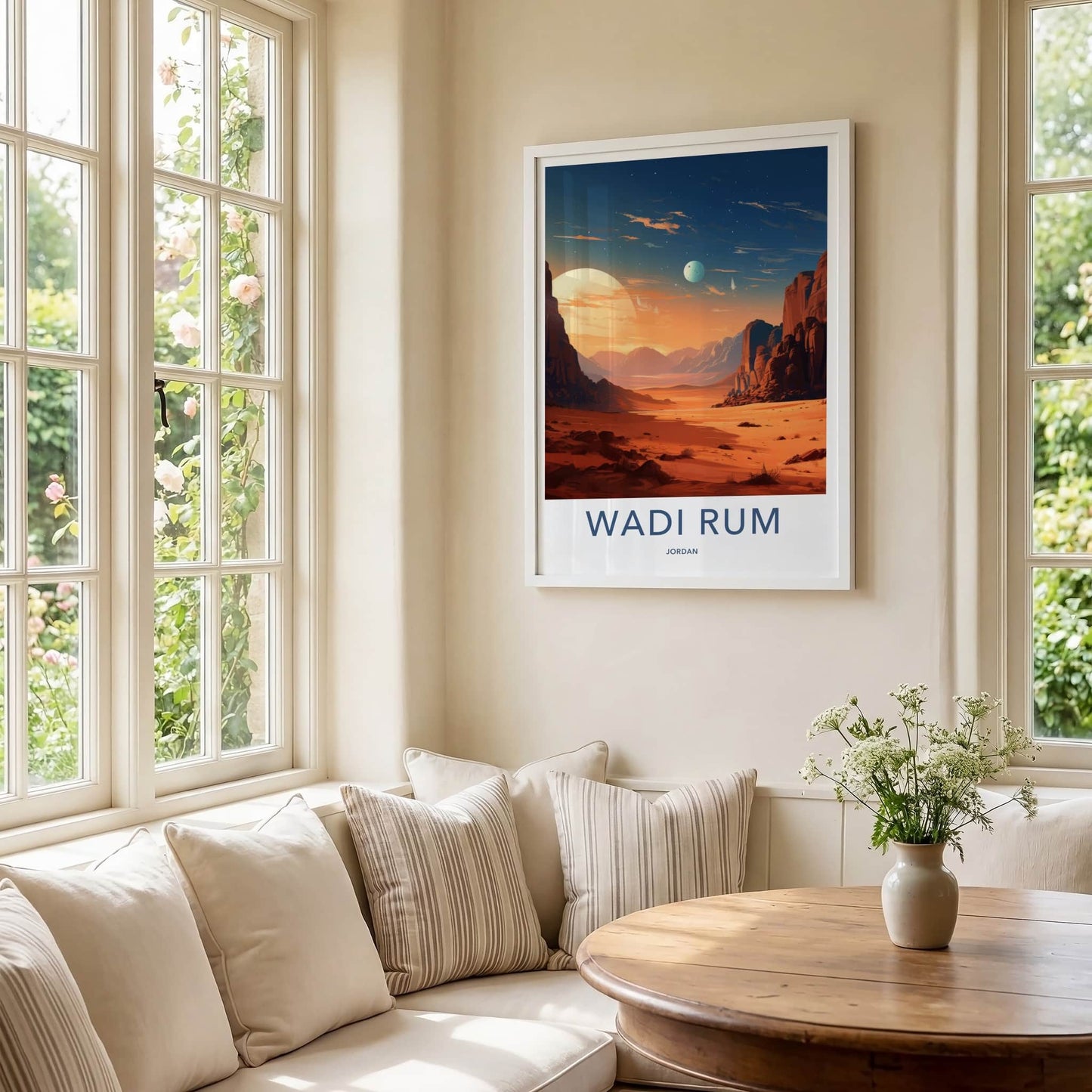 Wadi Rum Poster - Jordan Travel Art - Desert Sunset Home Decor