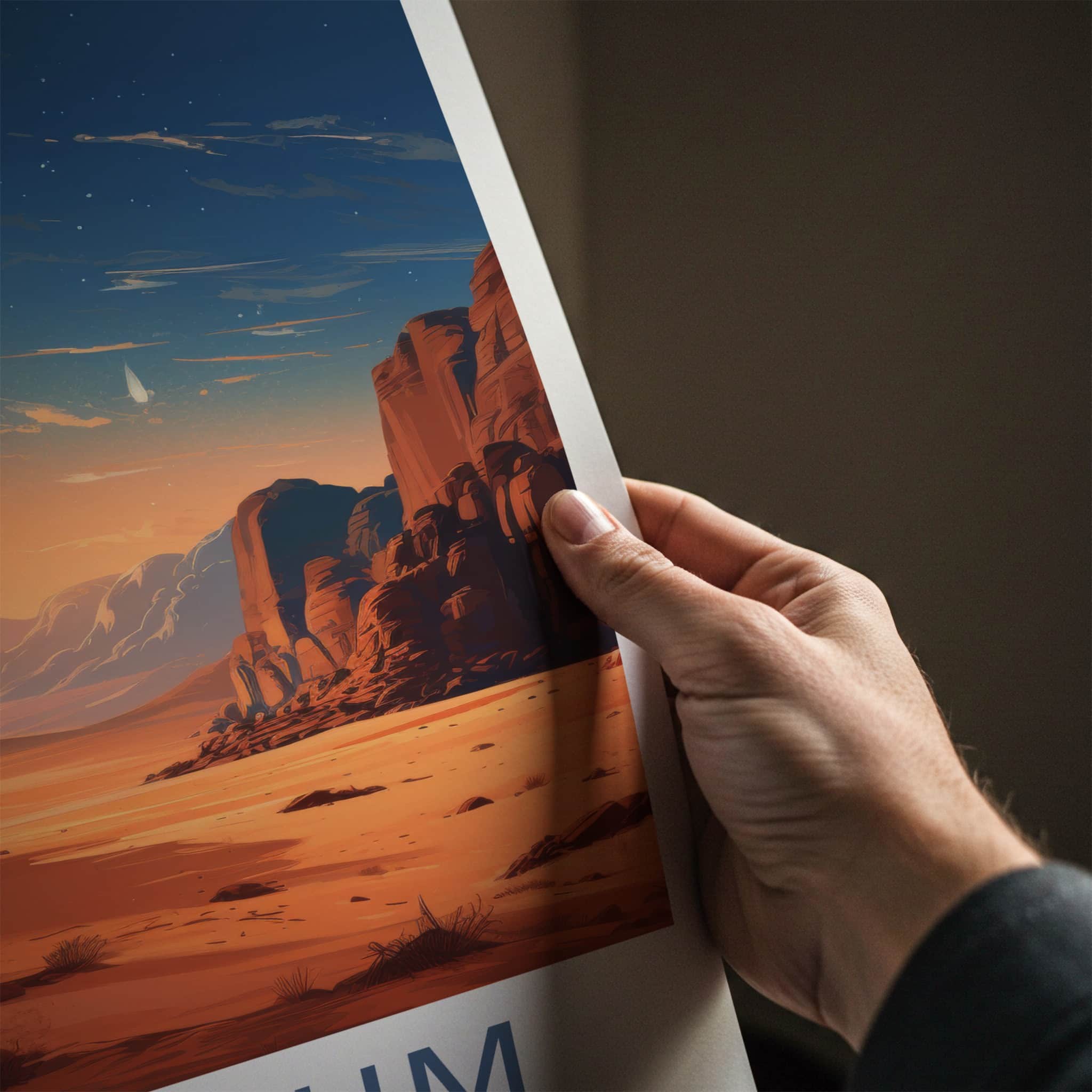 Wadi Rum Poster - Jordan Travel Art - Desert Sunset Home Decor