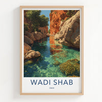 Wadi Shab Poster - Oman Art Print - Clear Canyon Water Home Decor