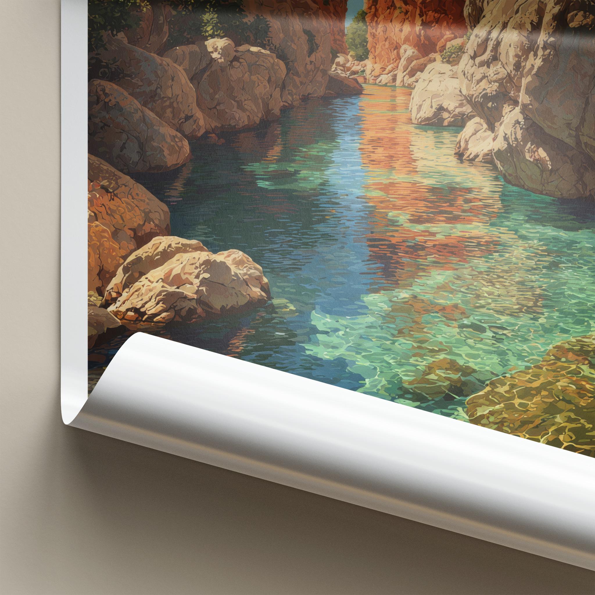 Wadi Shab Poster - Oman Art Print - Clear Canyon Water Home Decor