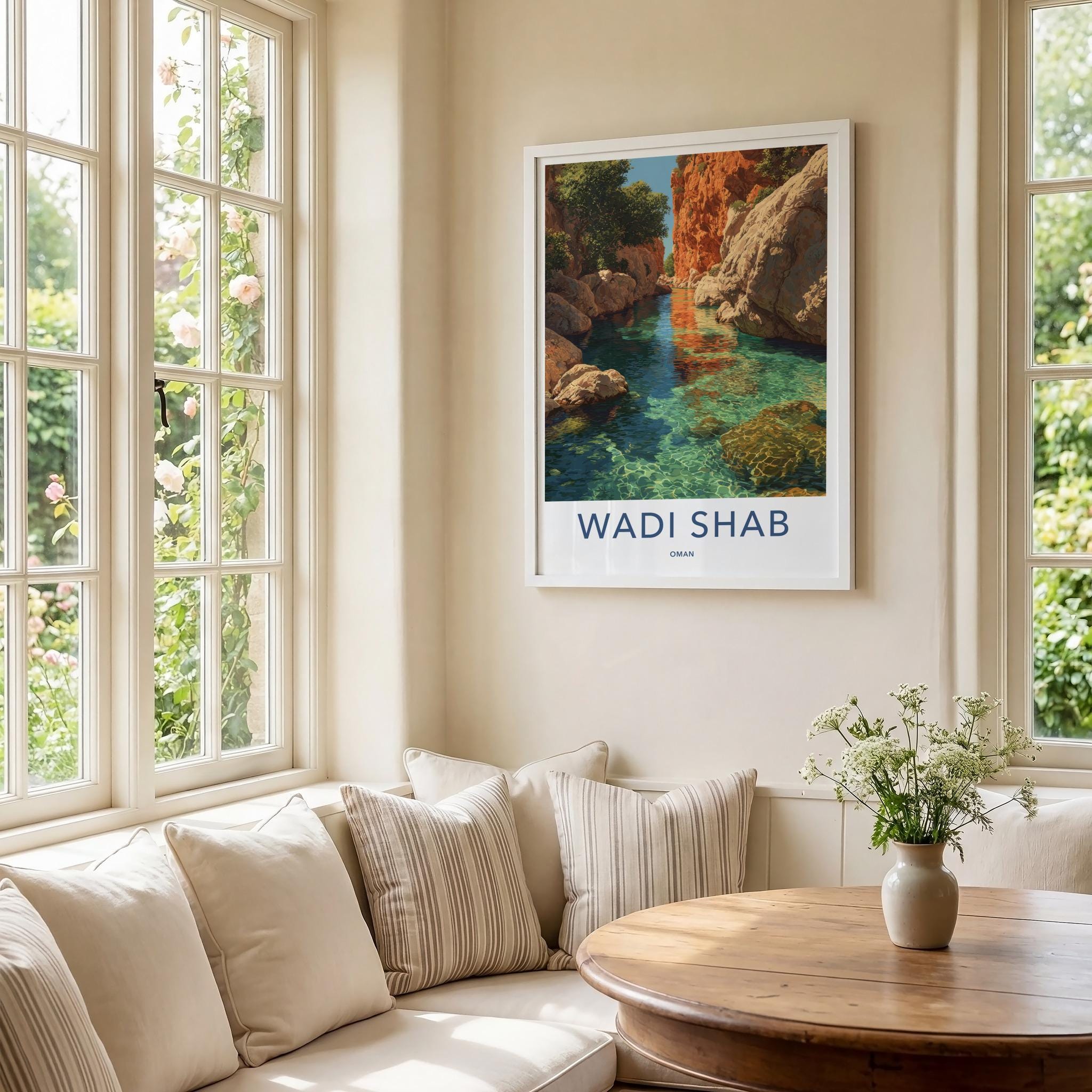 Wadi Shab Poster - Oman Art Print - Clear Canyon Water Home Decor