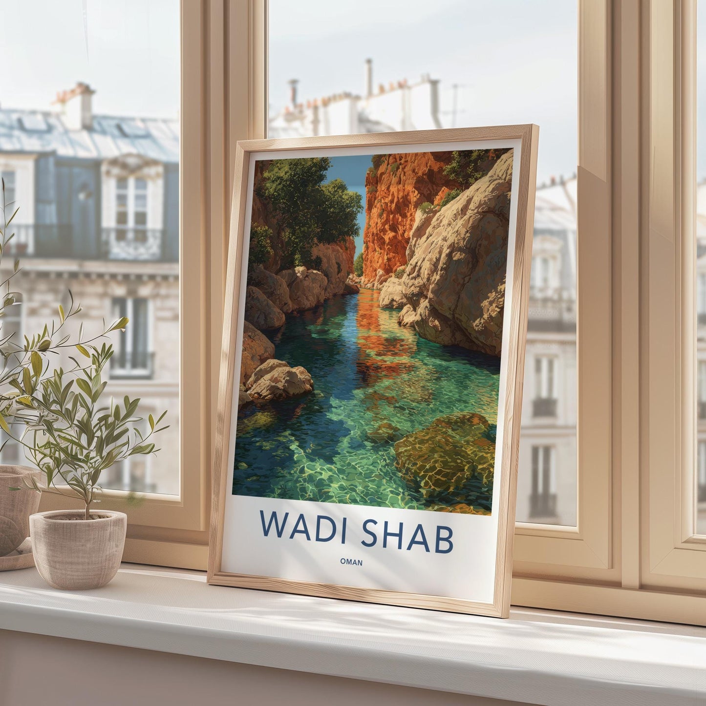 Wadi Shab Poster - Oman Art Print - Clear Canyon Water Home Decor