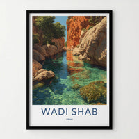 Wadi Shab Poster - Oman Art Print - Clear Canyon Water Home Decor