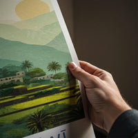 Wadi Tiwi Poster - Oman Travel Art - Lush terraced landscape Home Decor