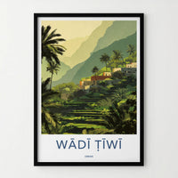 Wadi Tiwi Poster - Oman Wall Art - Green Terraced Village Home Decor