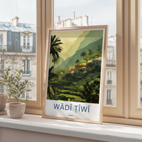 Wadi Tiwi Poster - Oman Wall Art - Green Terraced Village Home Decor