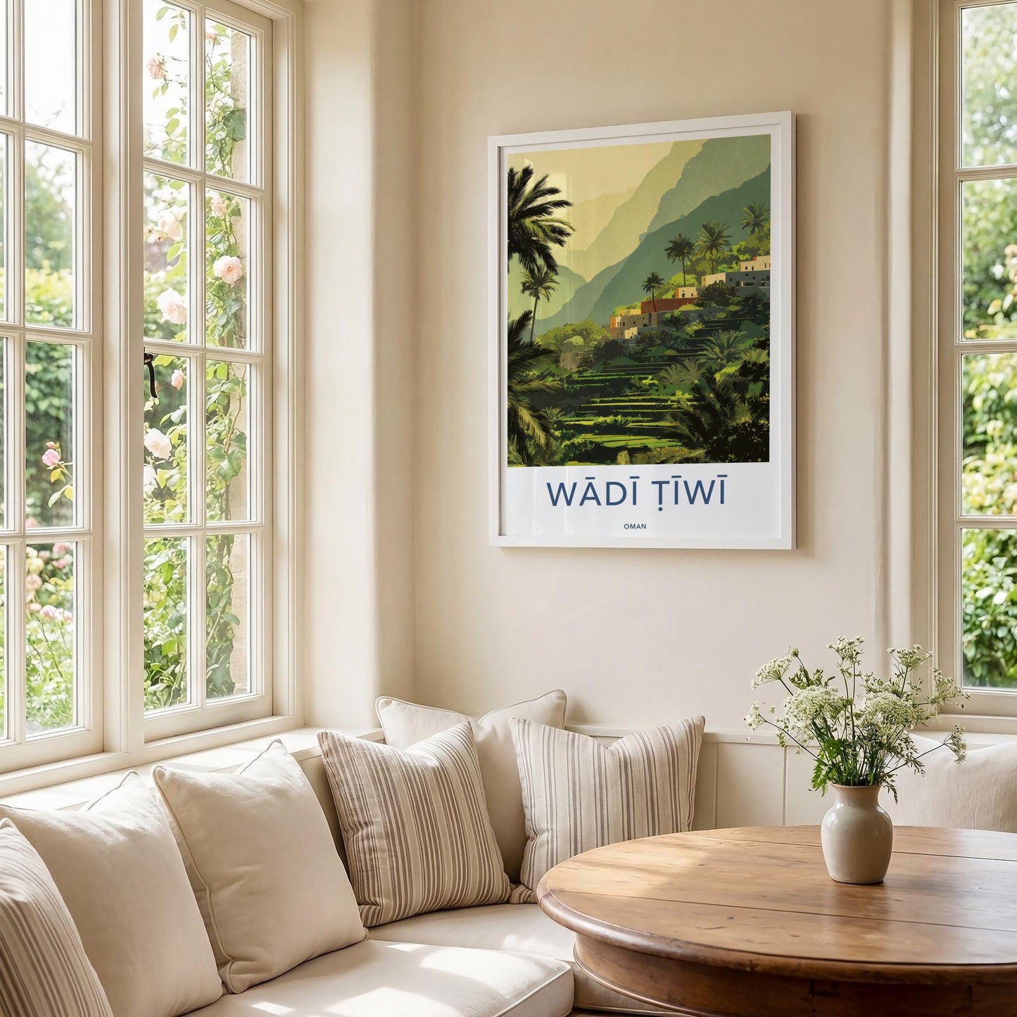 Wadi Tiwi Poster - Oman Wall Art - Green Terraced Village Home Decor