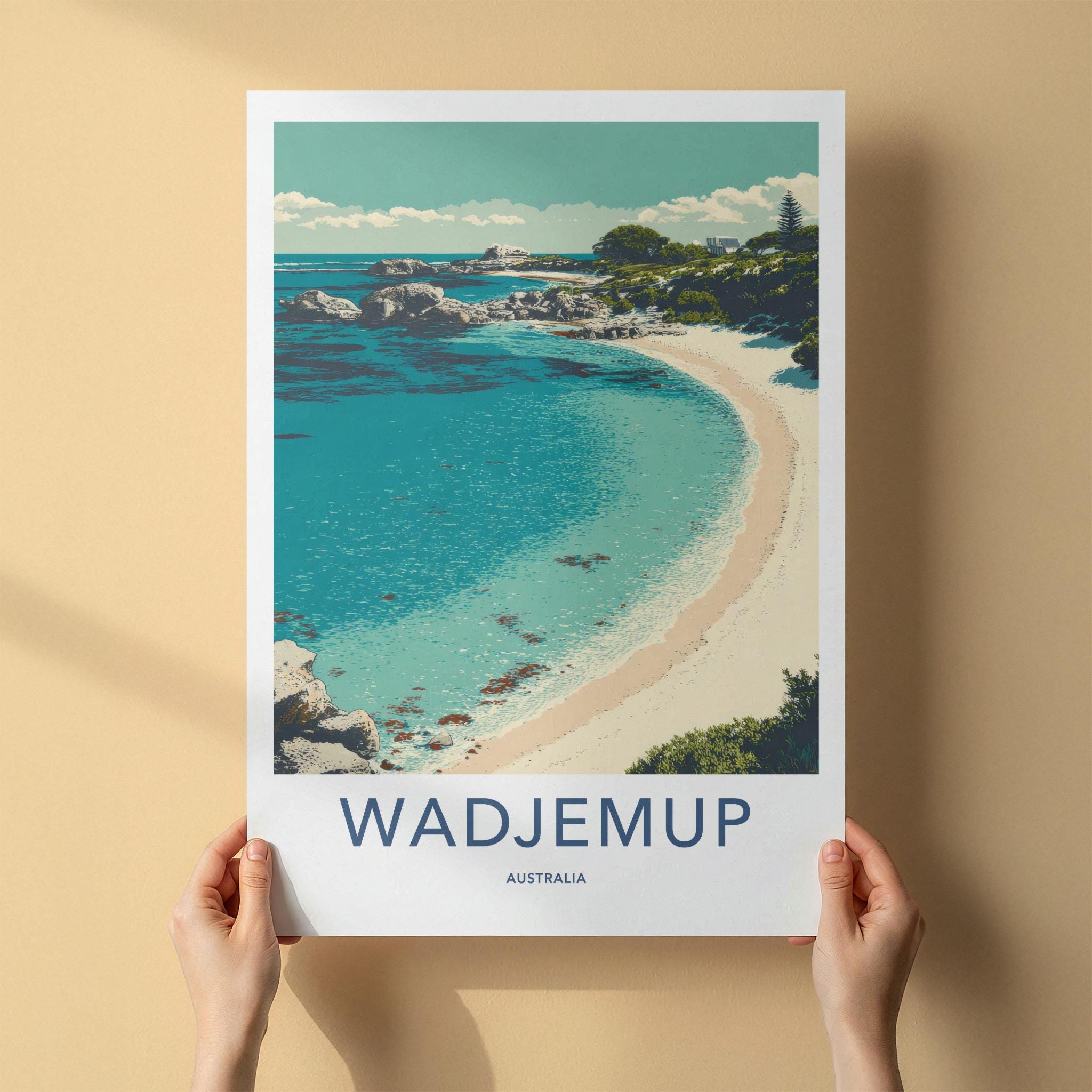 Wadjemup Poster - Australia Travel Art - Coastal Beach Landscape Home Decor