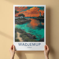 Wadjemup Poster - Australia Travel Art - Lighthouse Coastal Sunset Home Decor