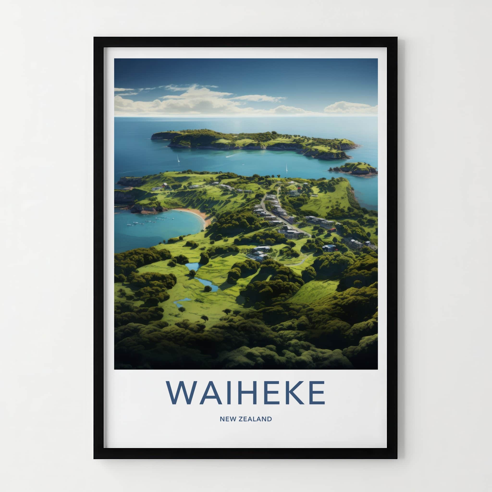Waiheke Poster - New Zealand Travel Art - Lush Island Retreat Home Decor