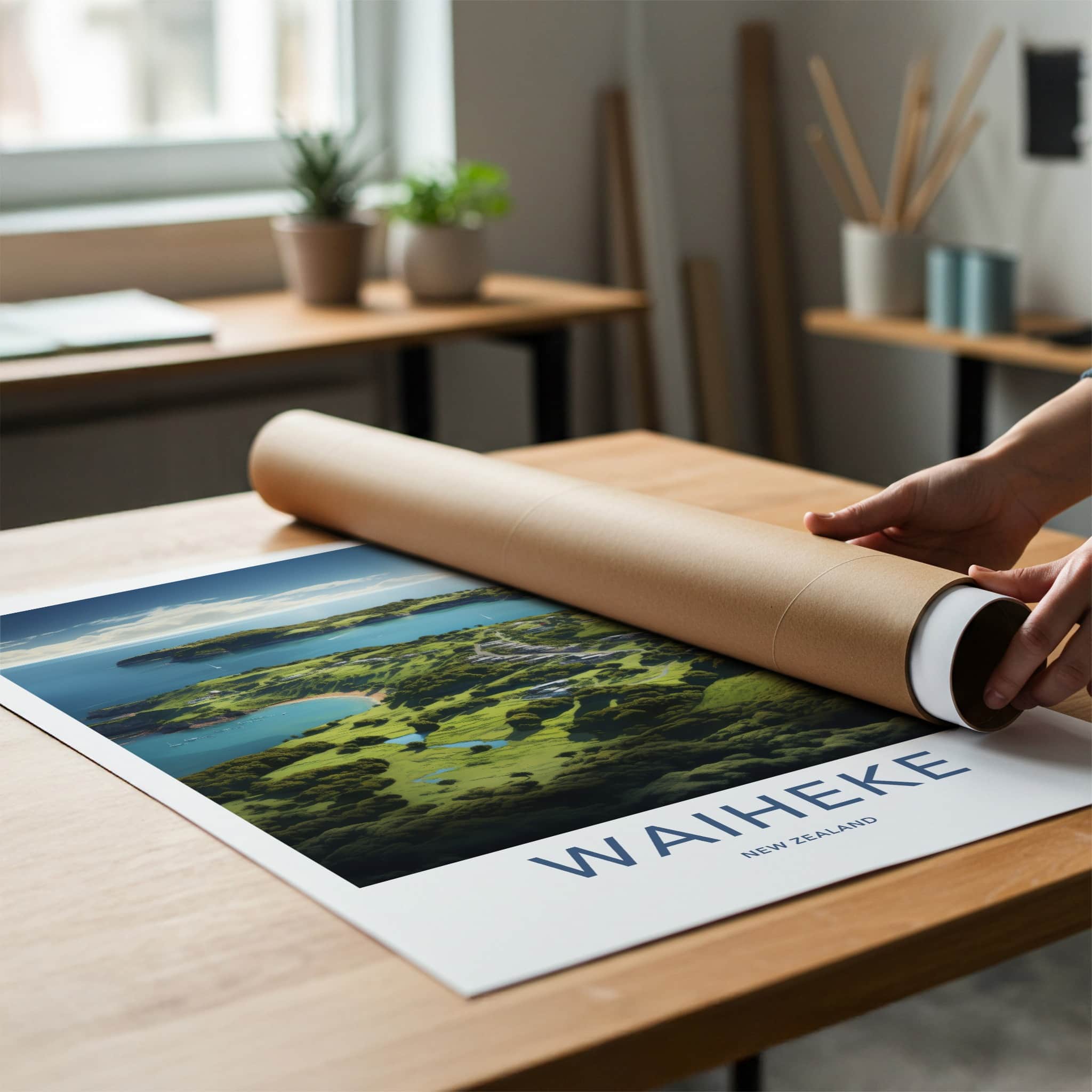 Waiheke Poster - New Zealand Travel Art - Lush Island Retreat Home Decor