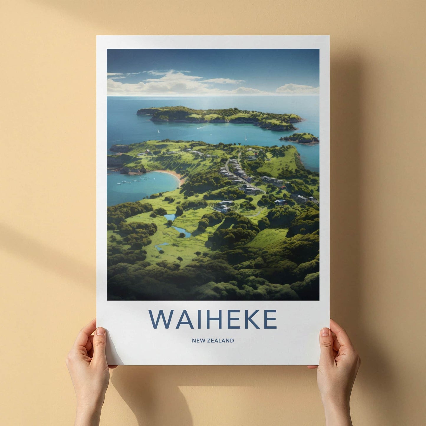 Waiheke Poster - New Zealand Travel Art - Lush Island Retreat Home Decor