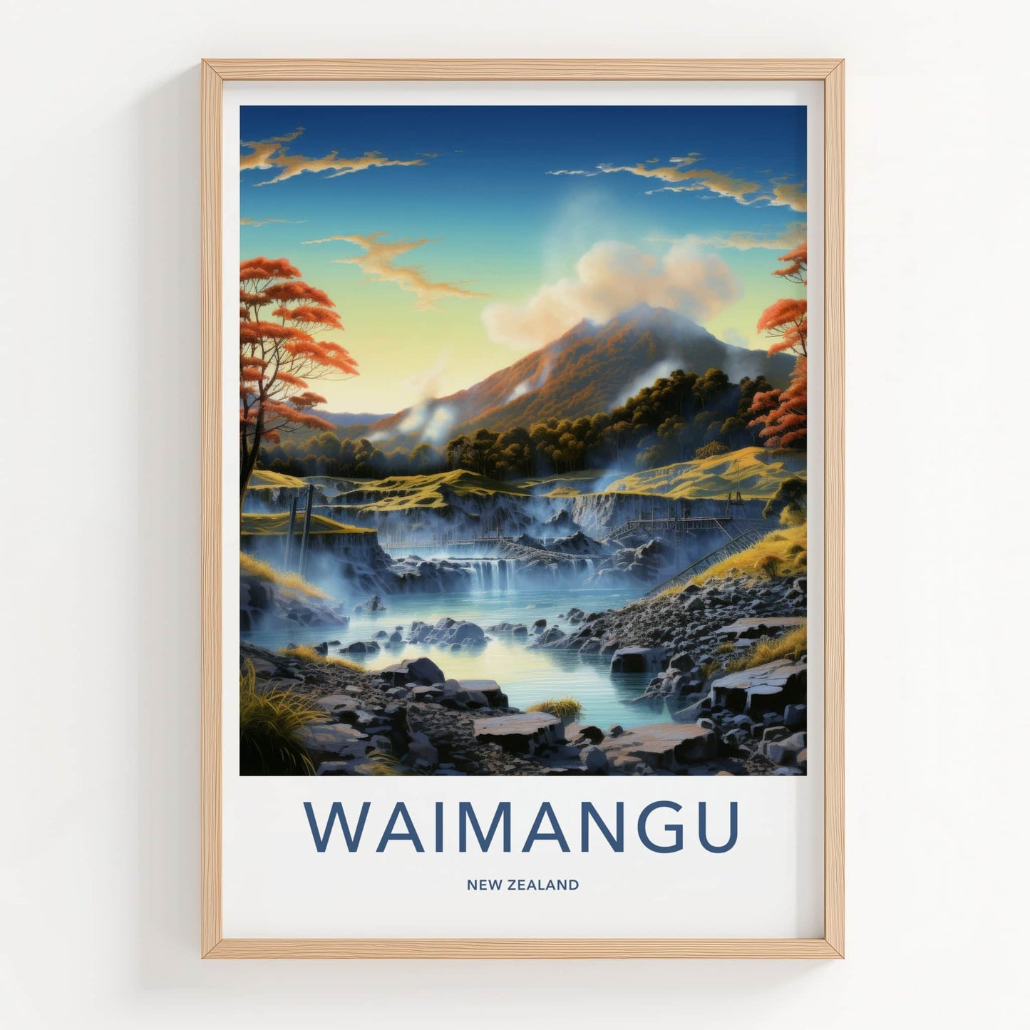 Waimangu Poster - New Zealand Wall Art - Steaming River Landscape Home Decor